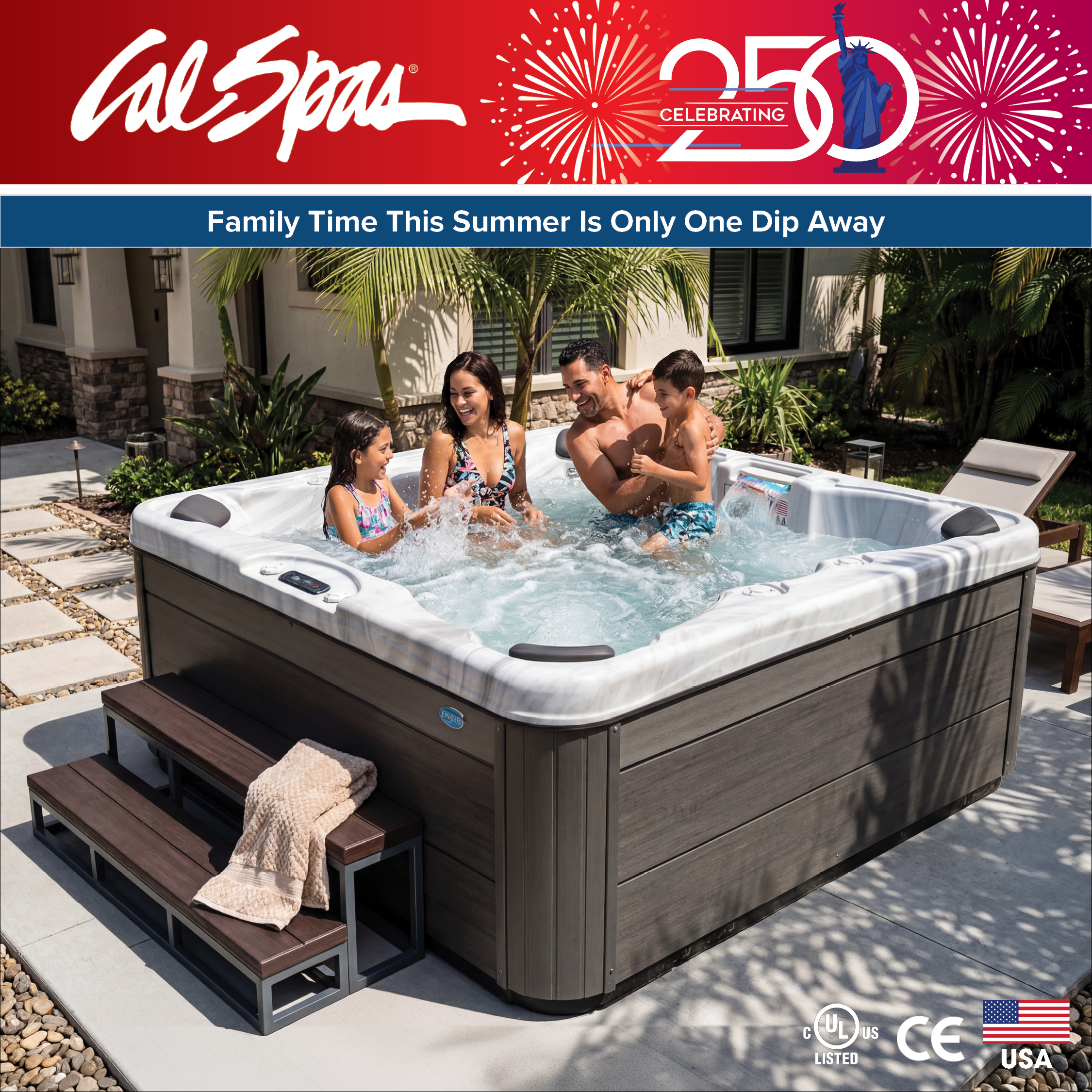 Calspas hot tub being used in a family setting - Folsom